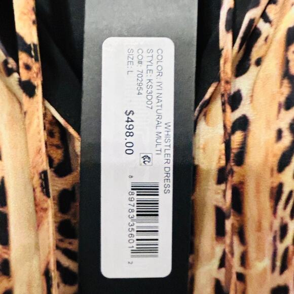 NEW Kobi Halperin Whistler Animal-Printed Midi Dress Tiered Ruffle Lined Size Lg - Picture 5 of 12